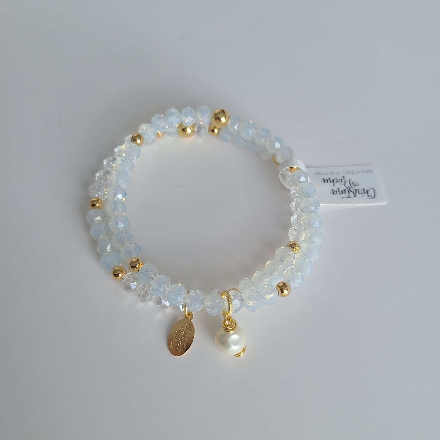 Bracelet double - Cristal de Murano blanc et perle