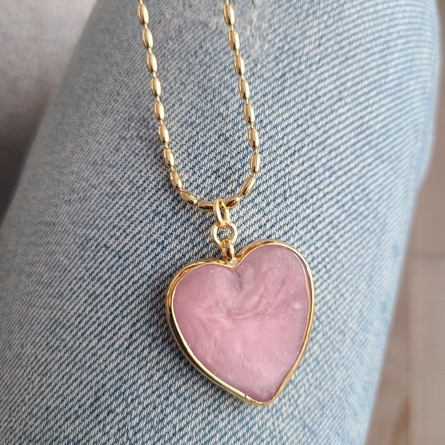 Collier Coeur Rose Murano