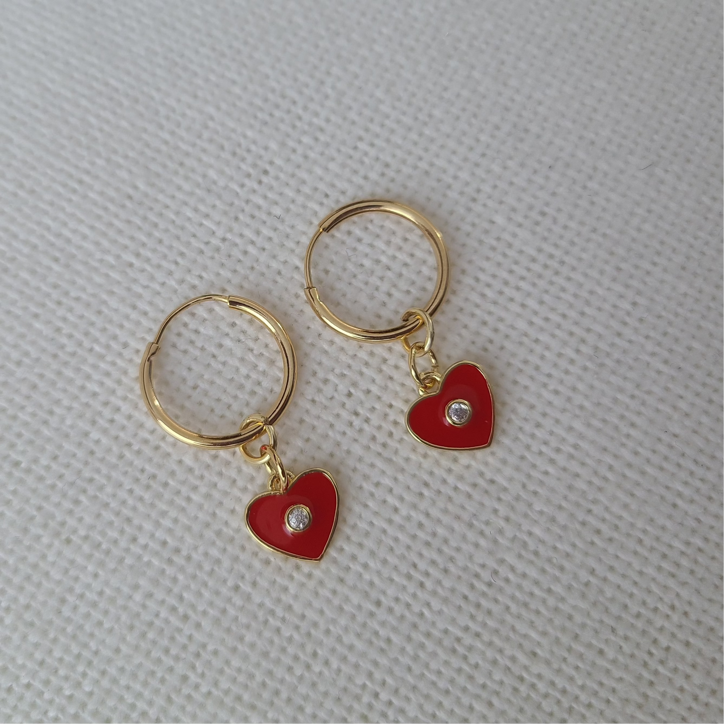 Red Heart Hoop Earrings