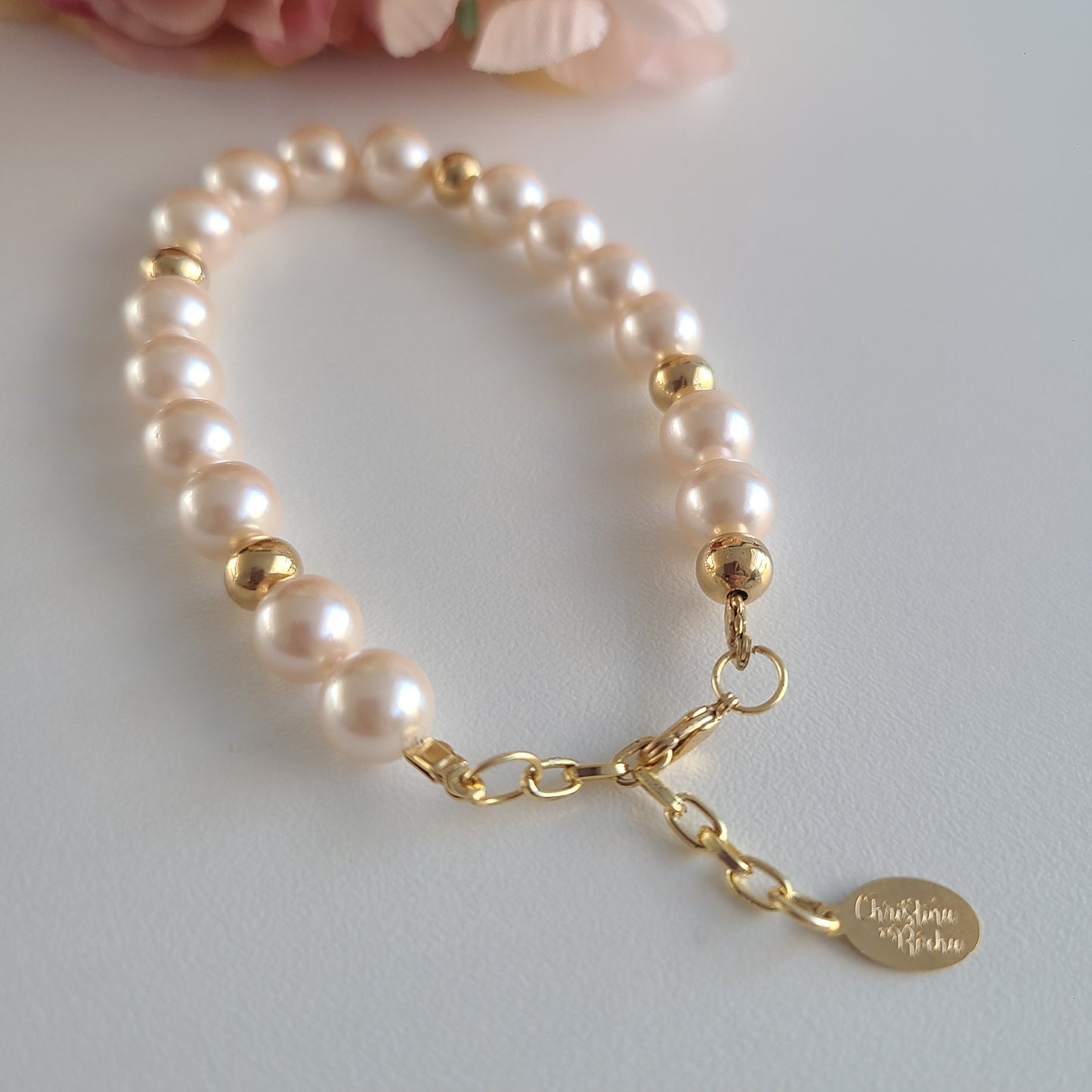 Bracelet de perles roses