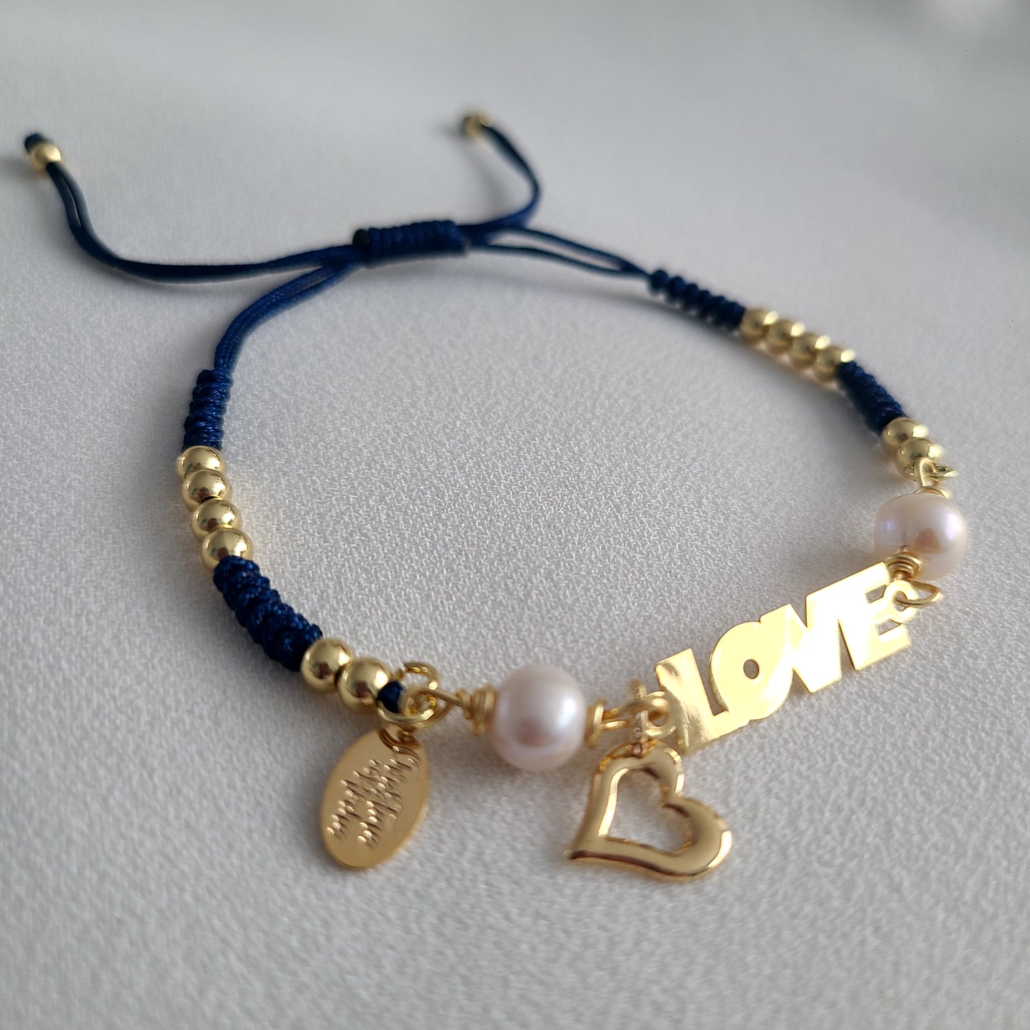Navy Blue Love & Heart Bracelet