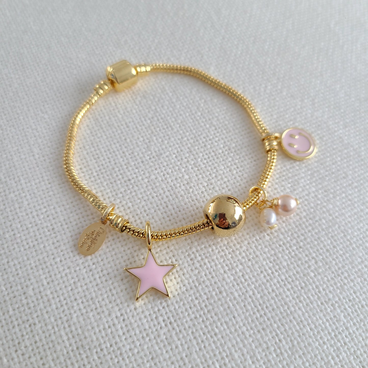 Bracelet Étoile Rose et Perles