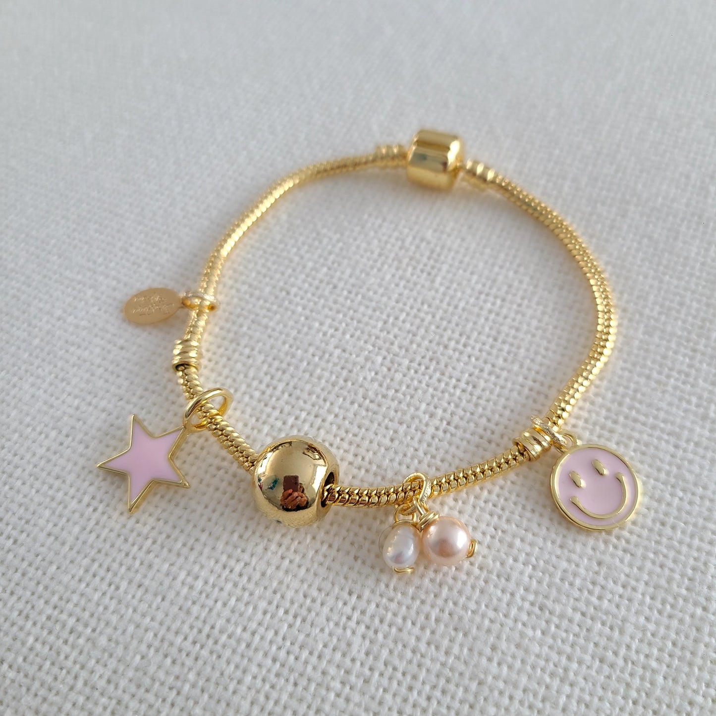 Bracelet Étoile Rose et Perles