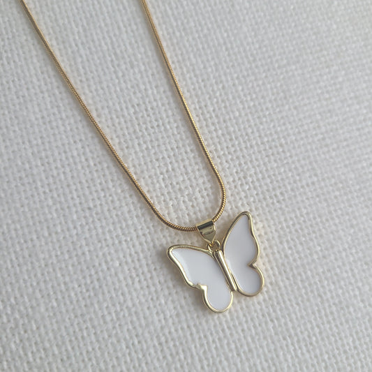 Collier Papillon Blanc