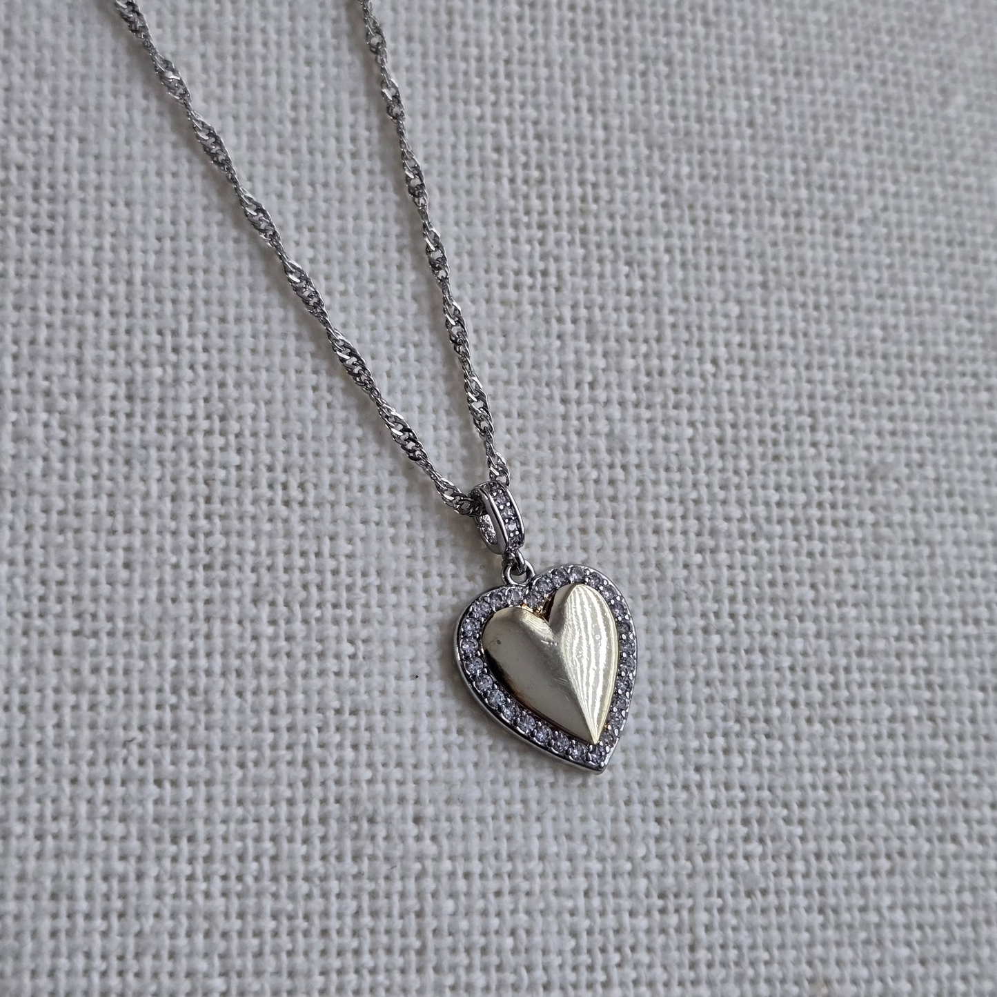 Golden Silver Heart Necklace