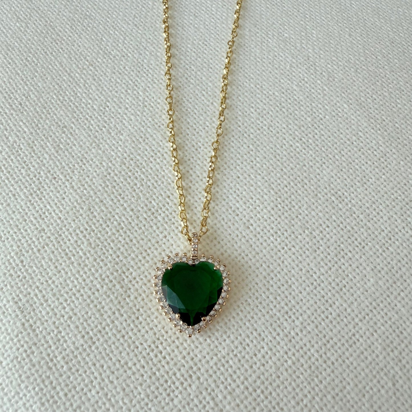 Emerald Green Heart Necklace