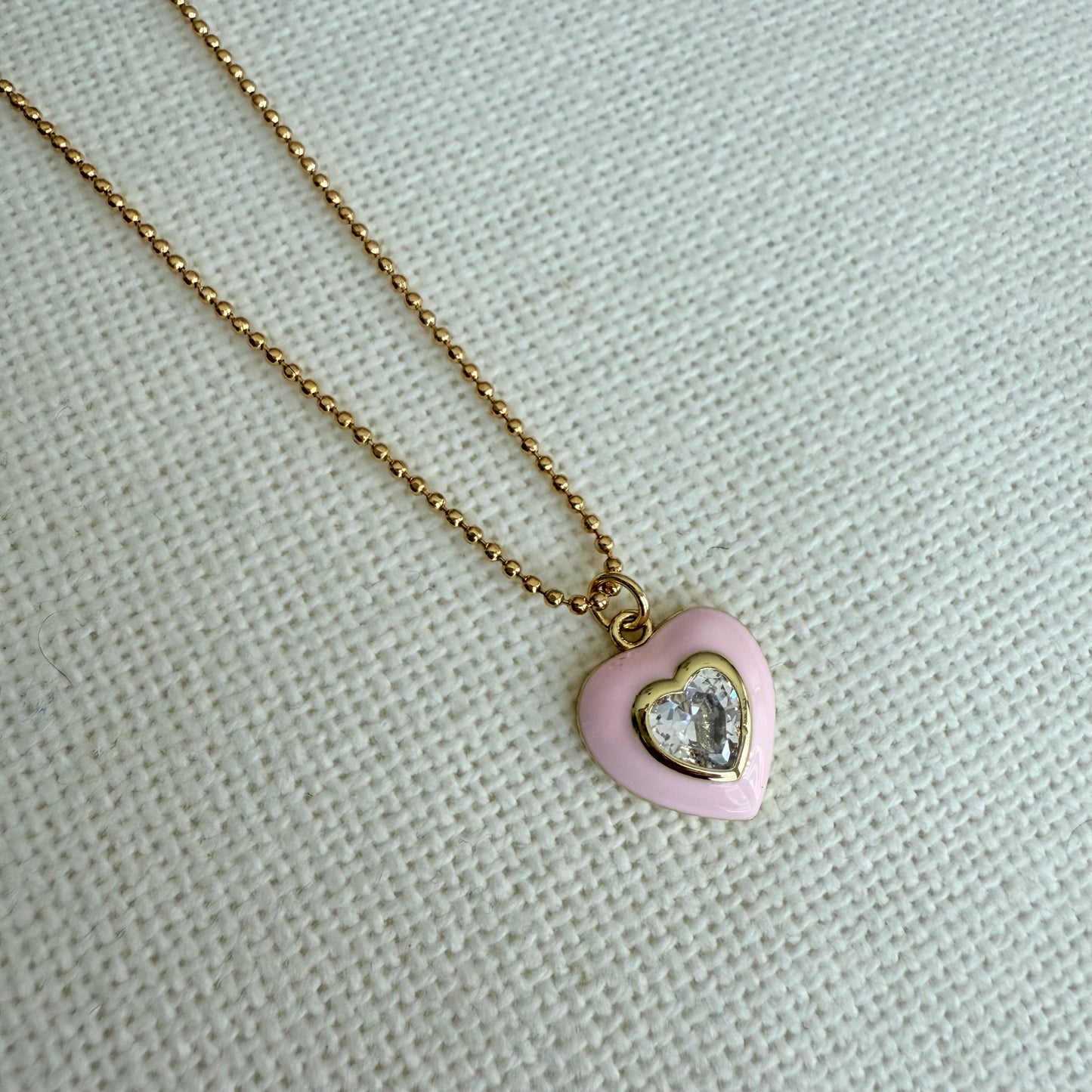 Crystal Rose Heart Necklace