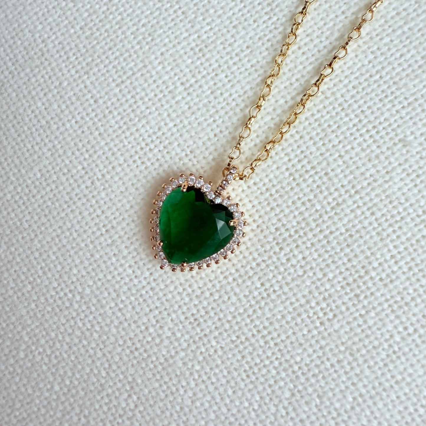 Emerald Green Heart Necklace
