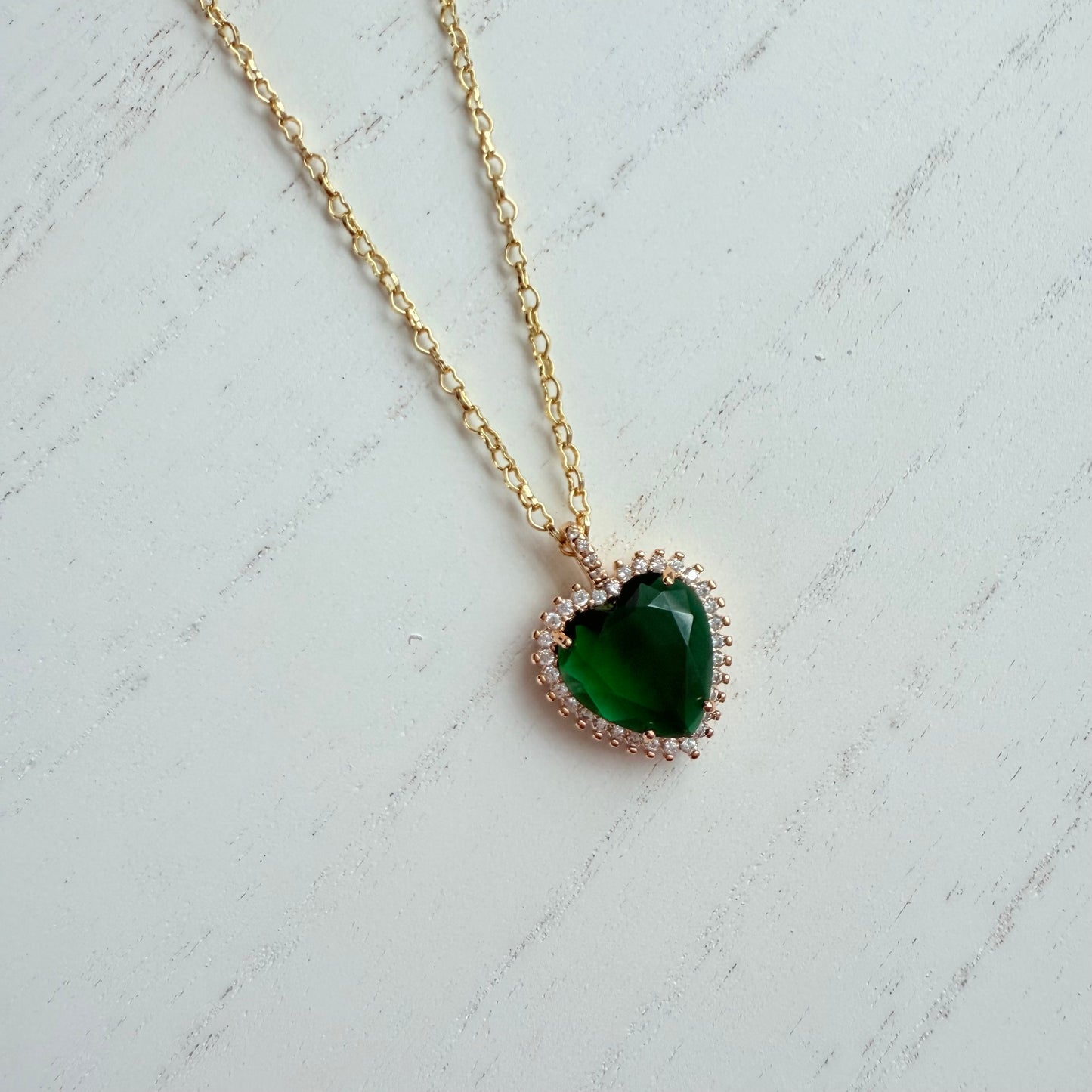 Emerald Green Heart Necklace