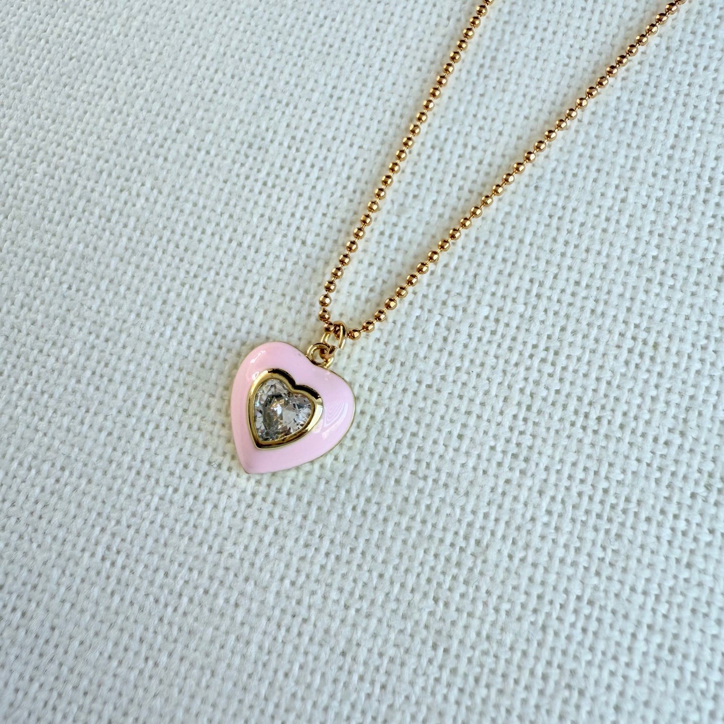 Crystal Rose Heart Necklace