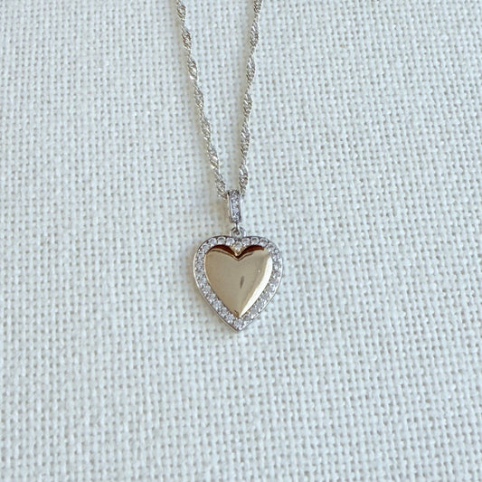 Golden Silver Heart Necklace
