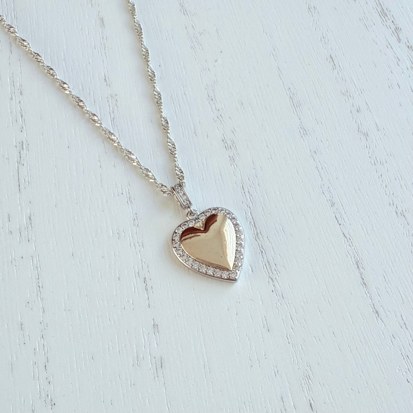 Golden Silver Heart Necklace