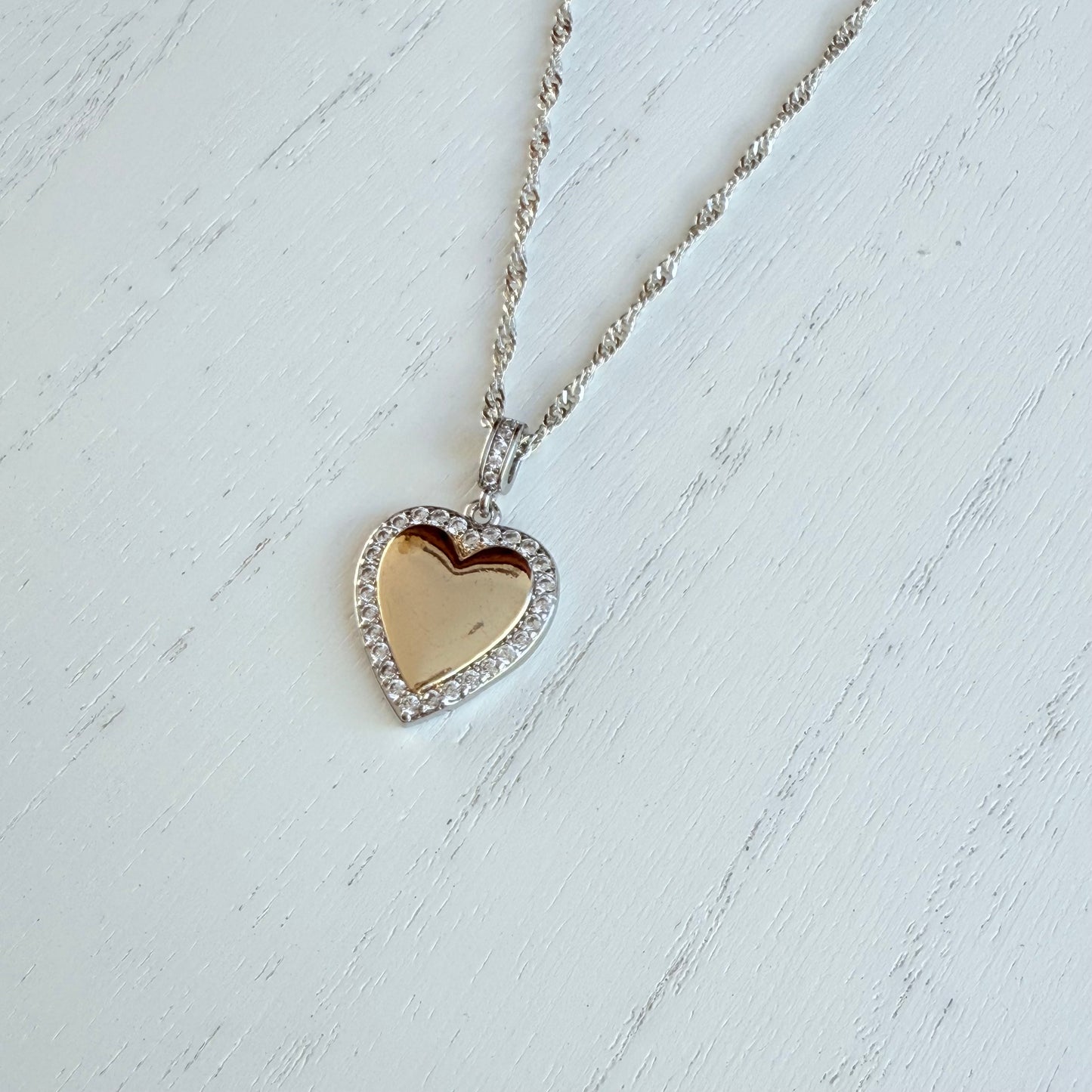 Golden Silver Heart Necklace