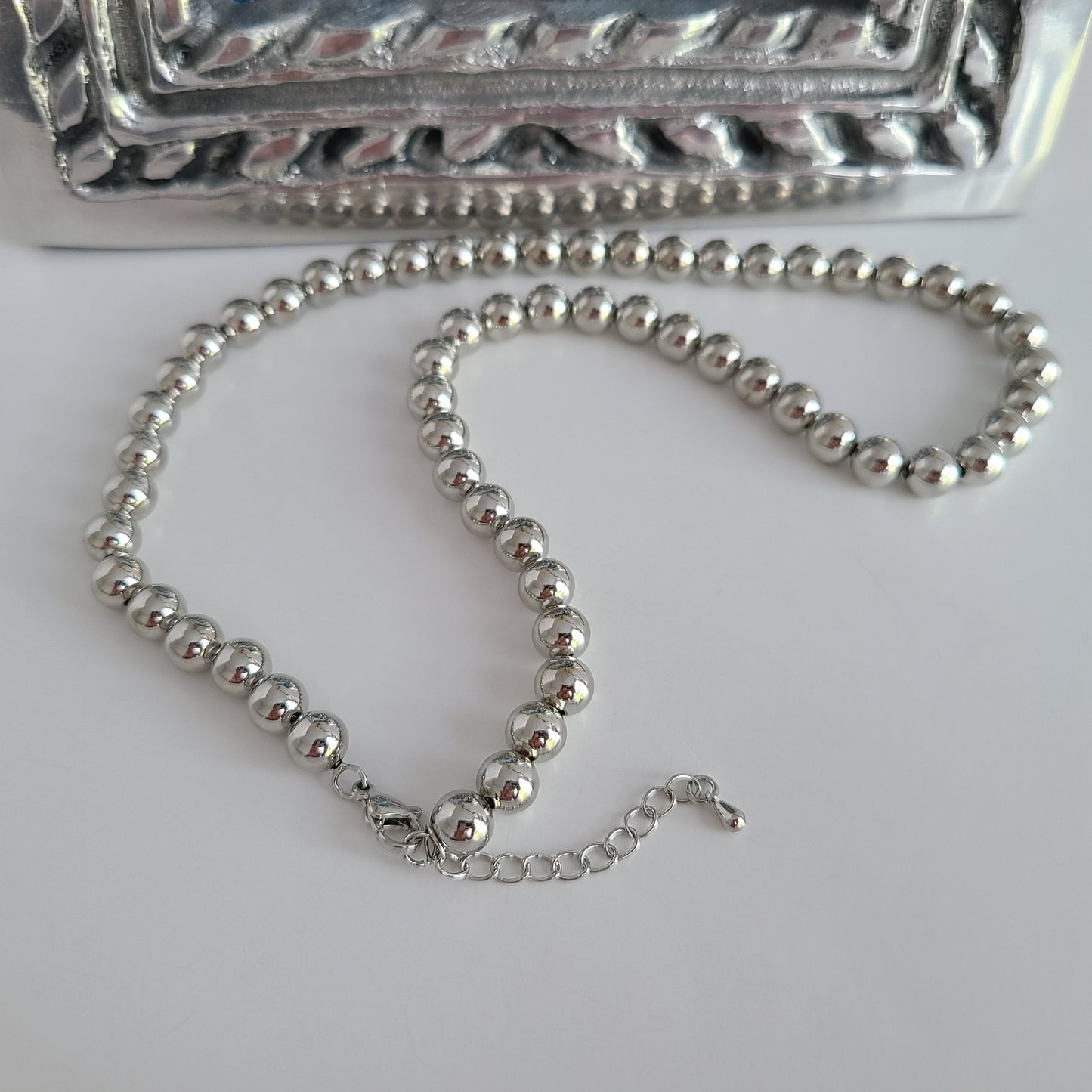 Collier chaîne à billes en argent