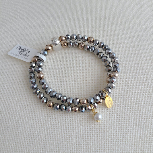 Double Bracelet - Silver Murano Crystal