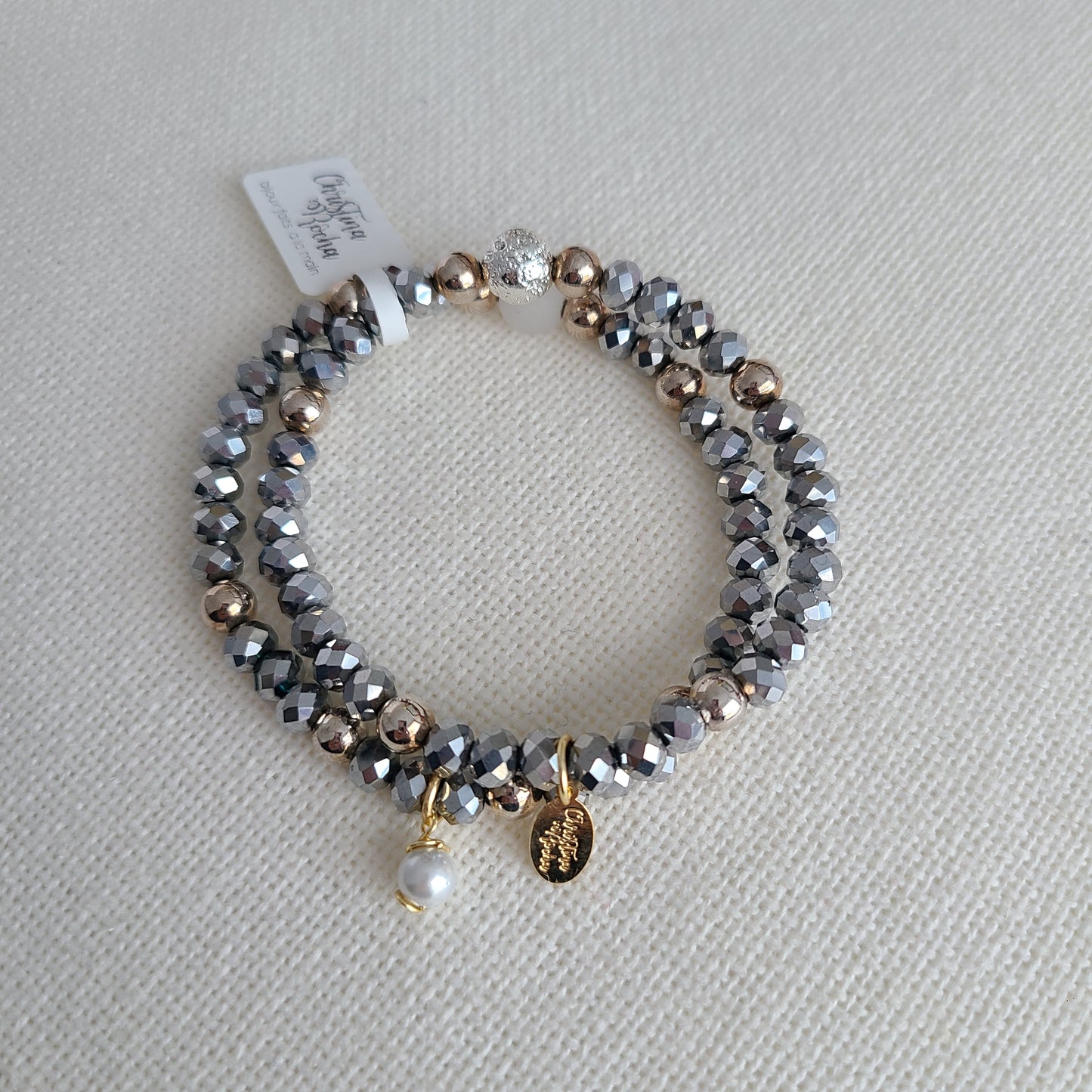 Double Bracelet - Silver Murano Crystal