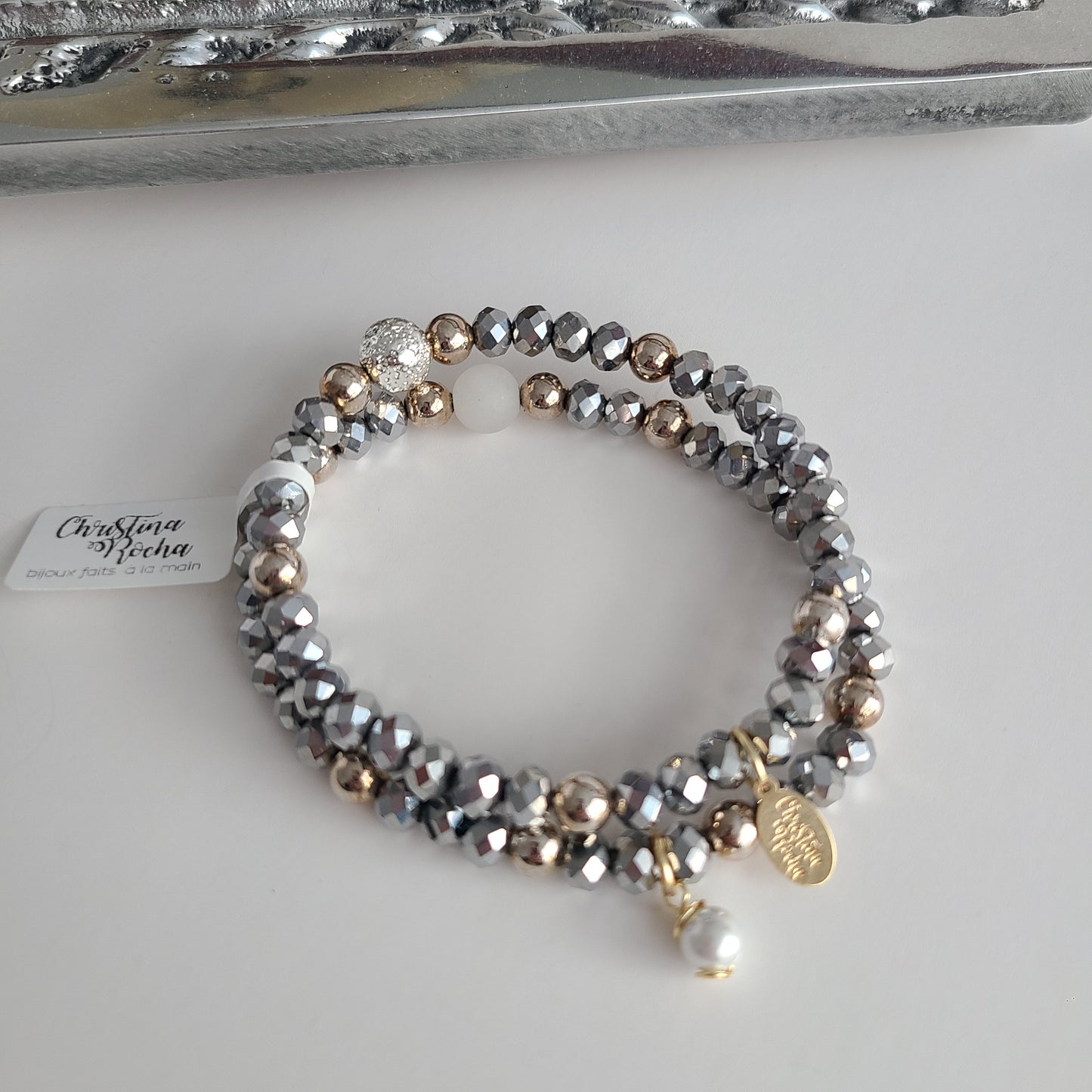 Double Bracelet - Silver Murano Crystal