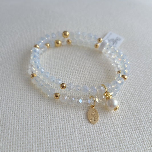 Bracelet Double - Cristal de Murano Blanc