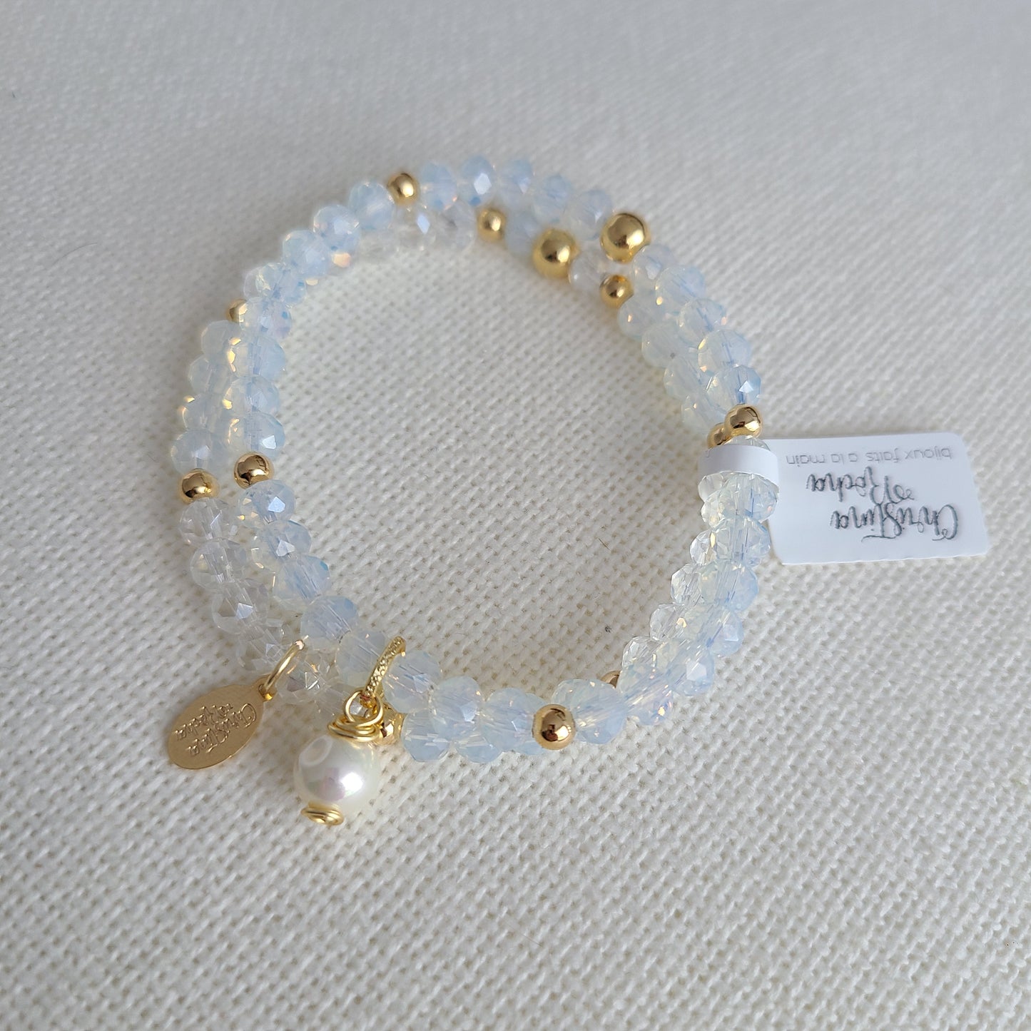 Bracelet Double - Cristal de Murano Blanc