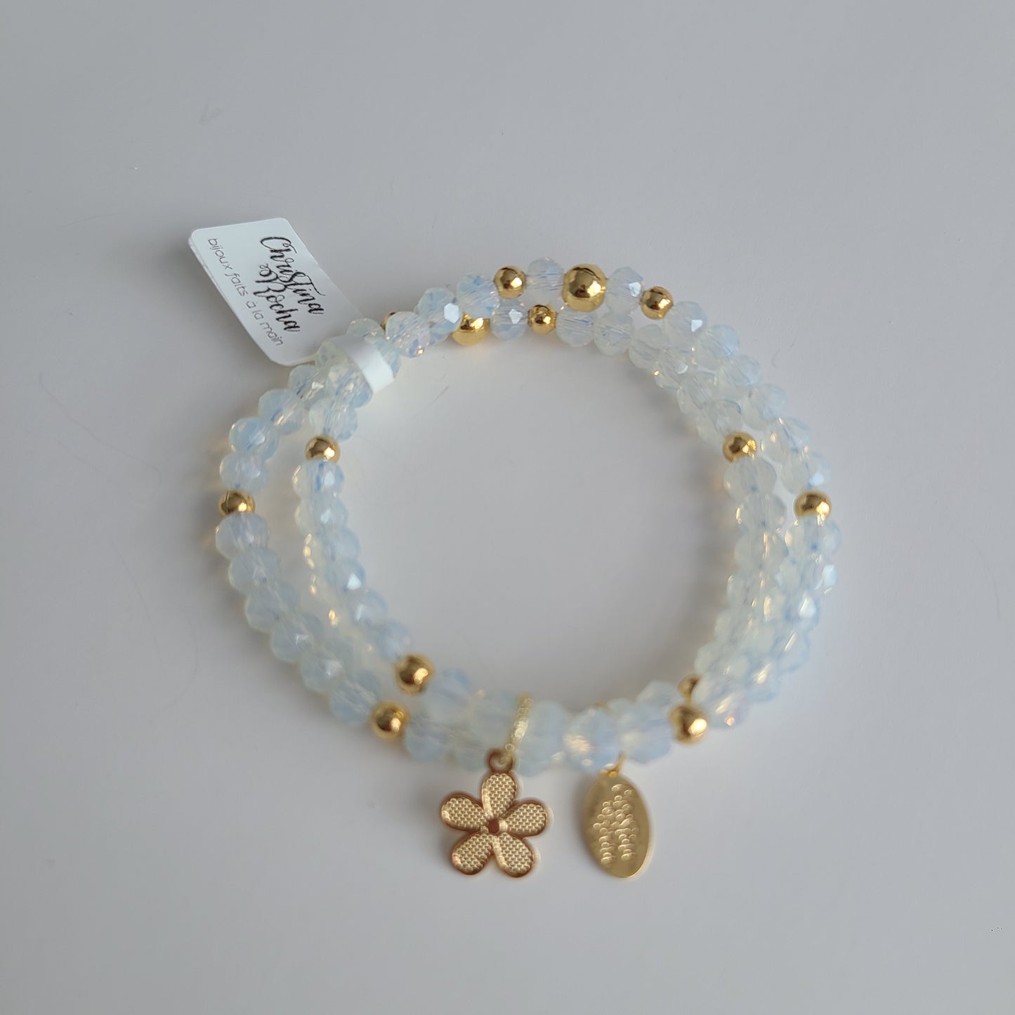 Bracelet Double - Cristal de Murano Blanc