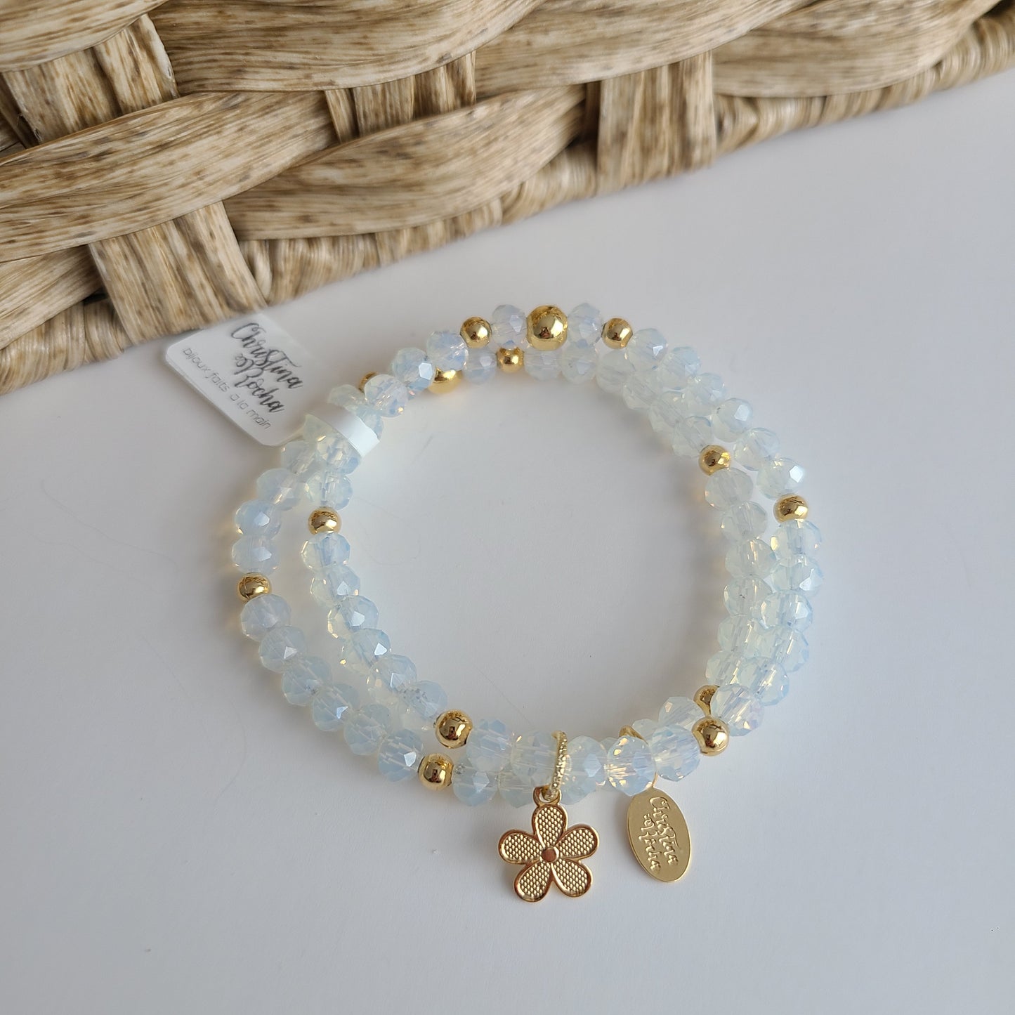 Bracelet Double - Cristal de Murano Blanc