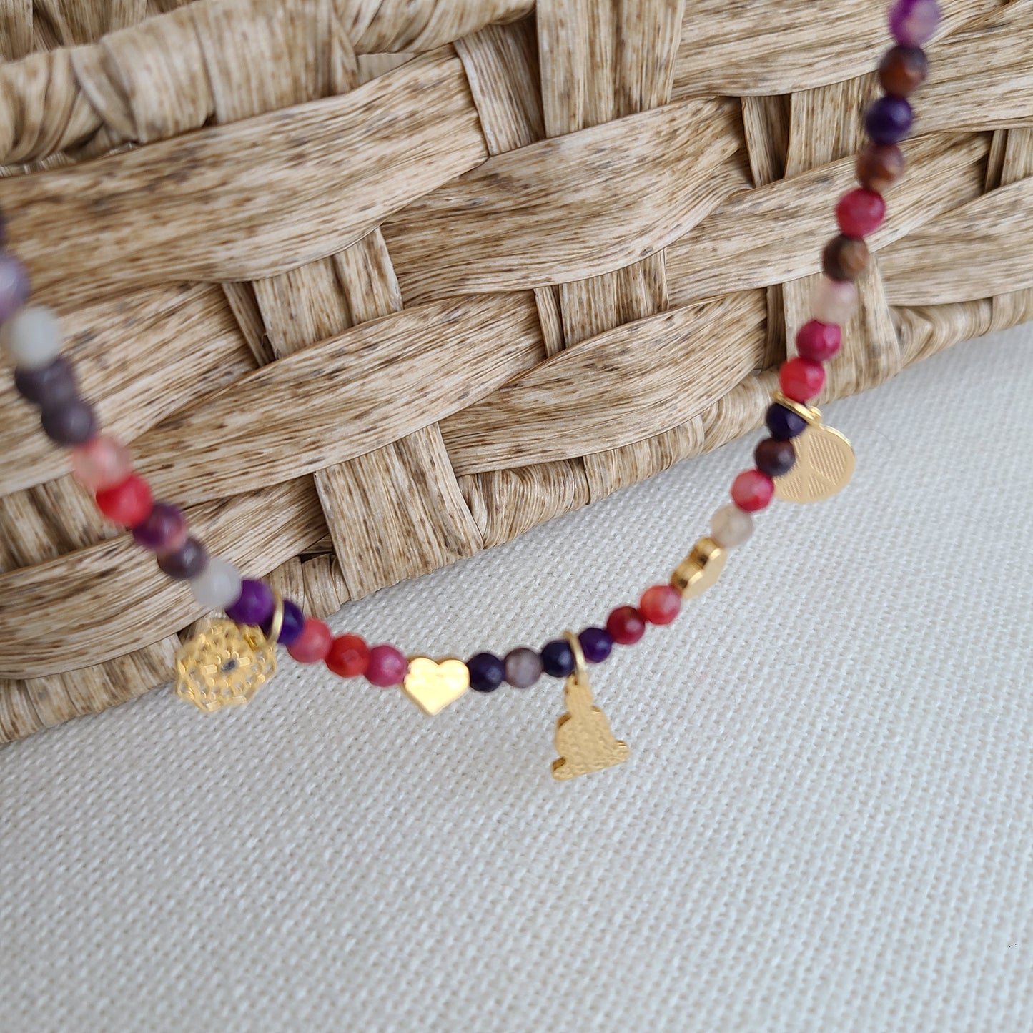 Collier en pierre d'agate multicolore