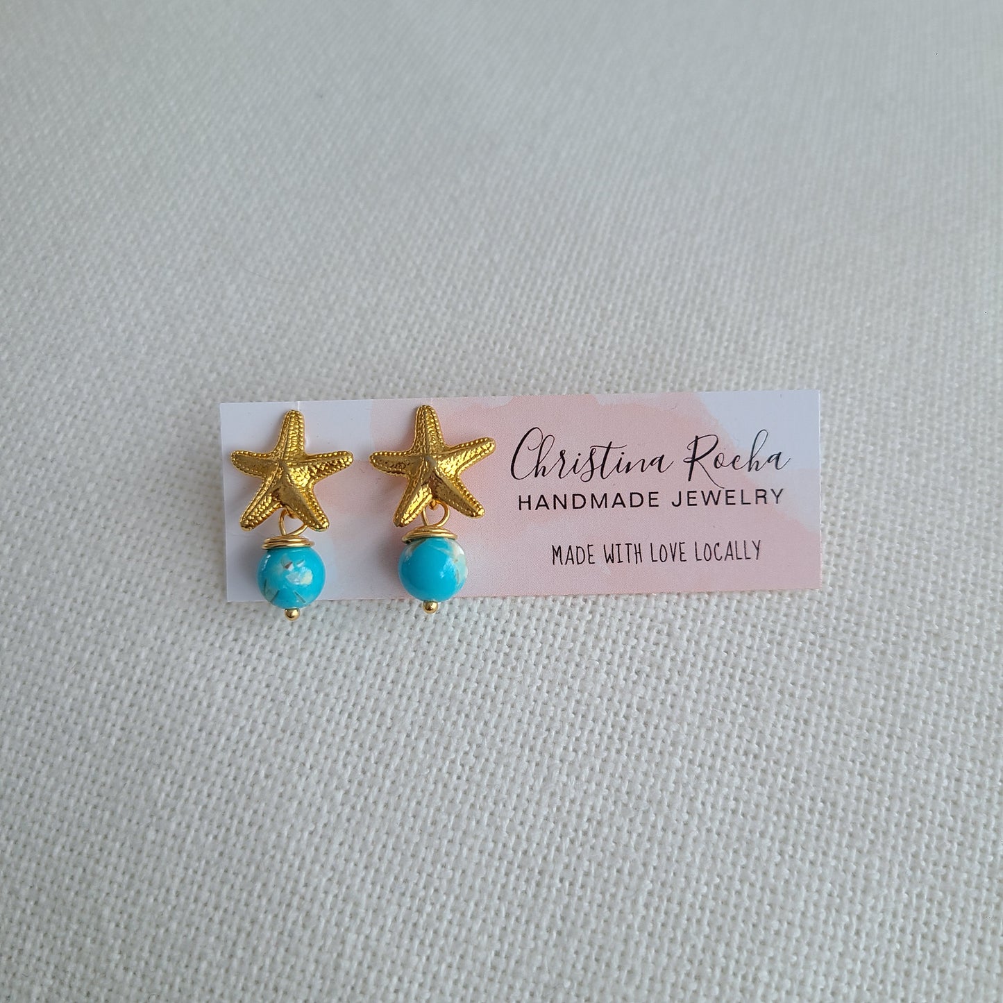 Boucles d'oreilles turquoise - Étoile de mer