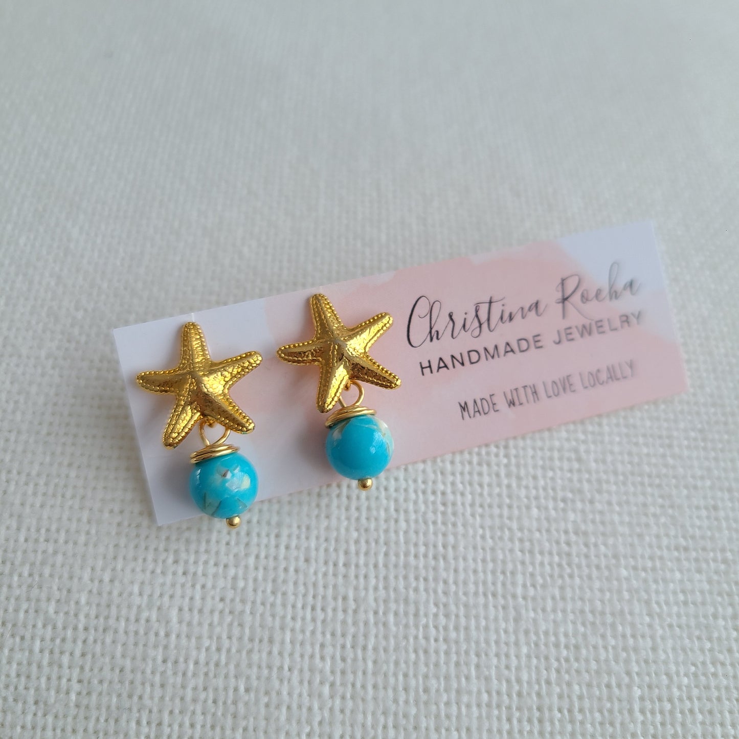 Boucles d'oreilles turquoise - Étoile de mer