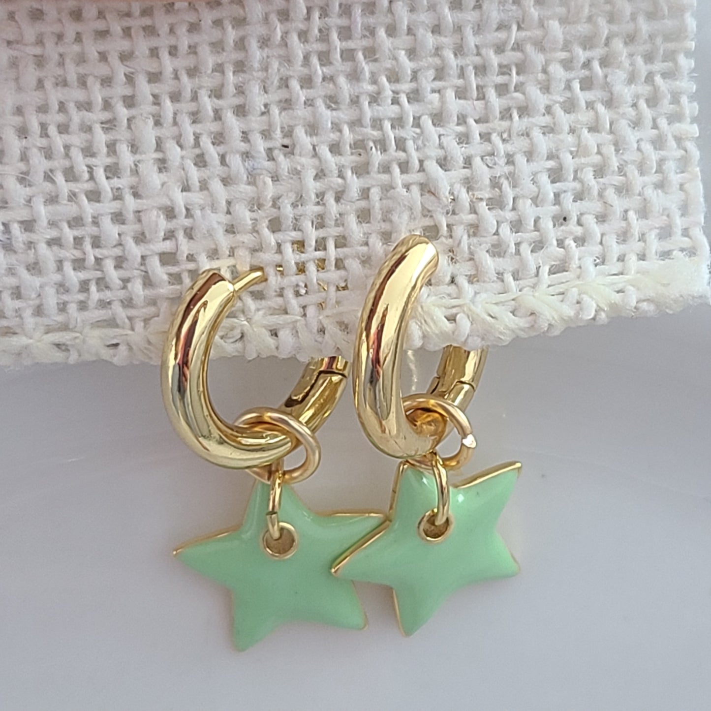 Boucles d'oreilles créoles Samantha Huggie - Vert