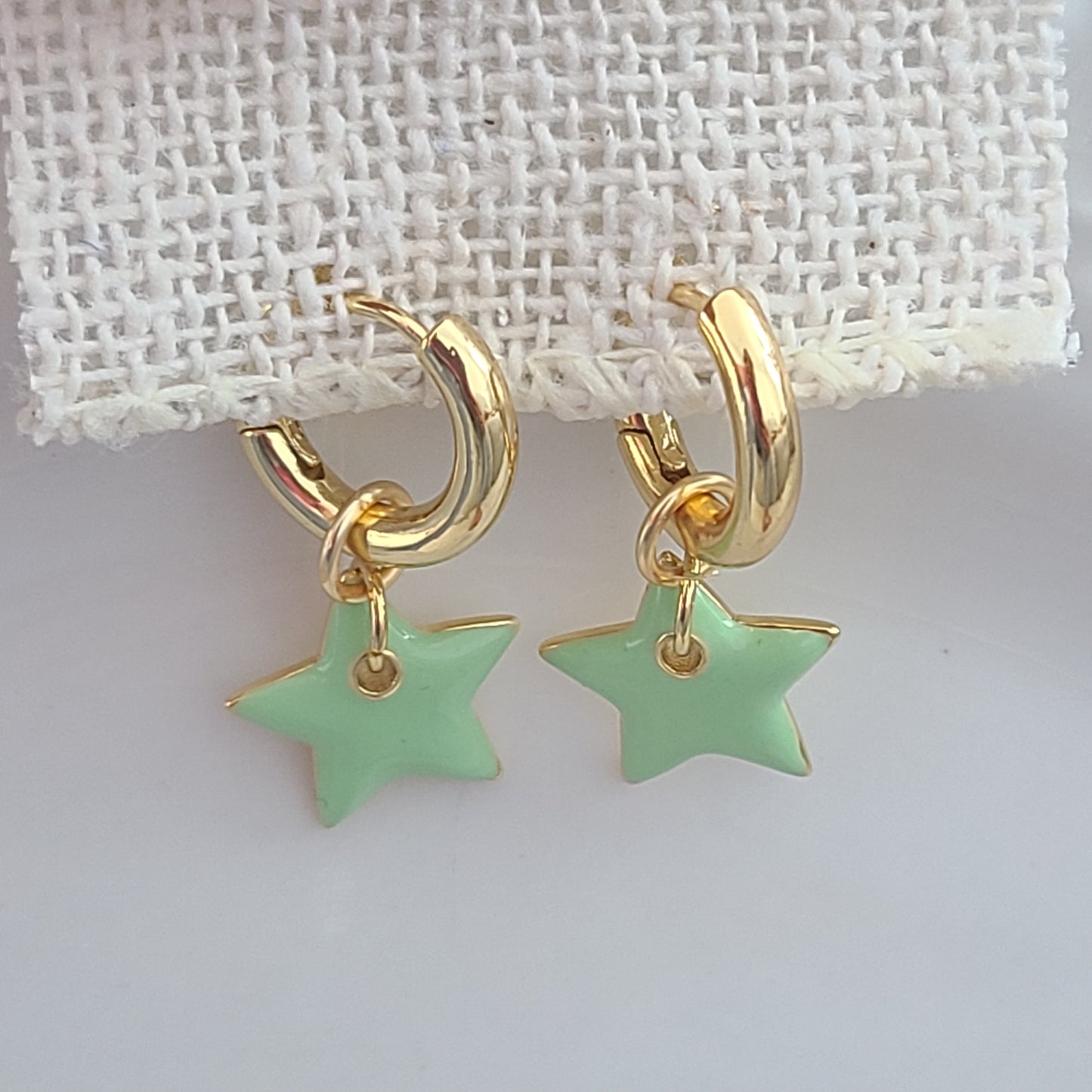 Boucles d'oreilles créoles Samantha Huggie - Vert