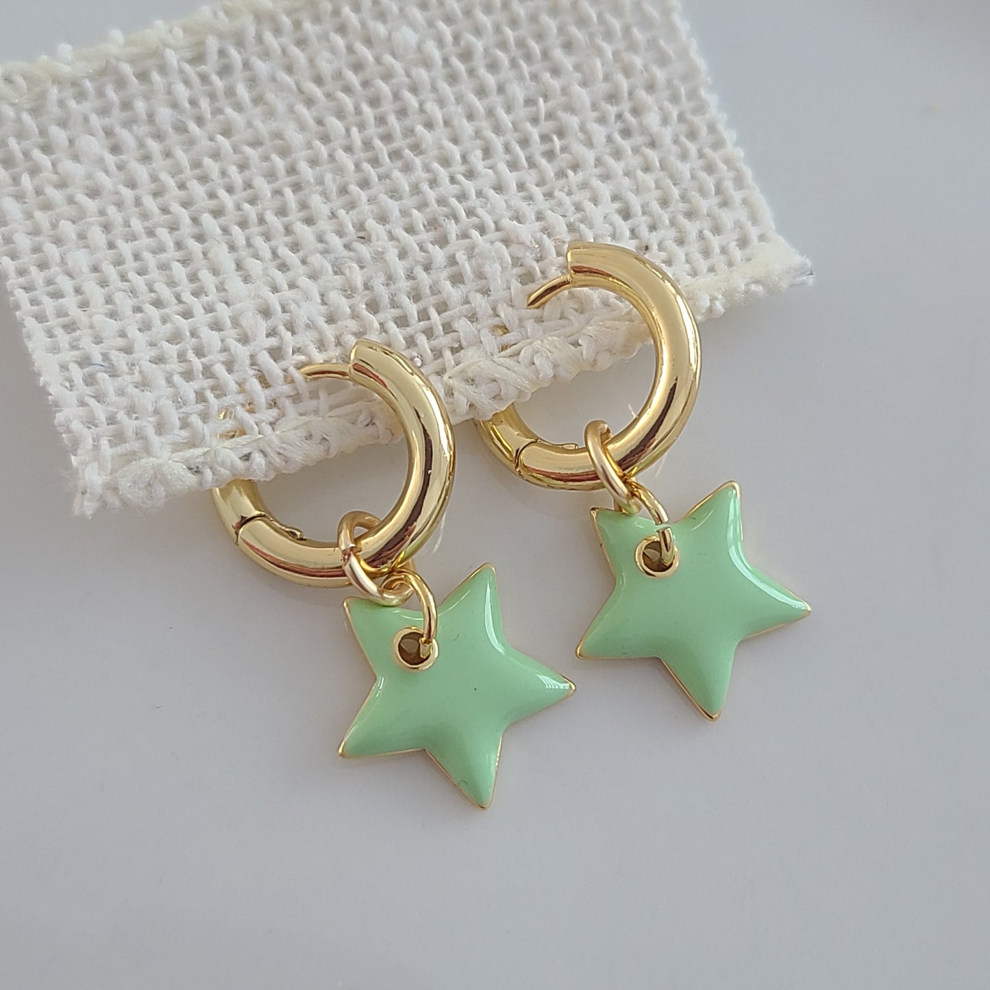 Samantha Huggie Hoop Earrings - Green