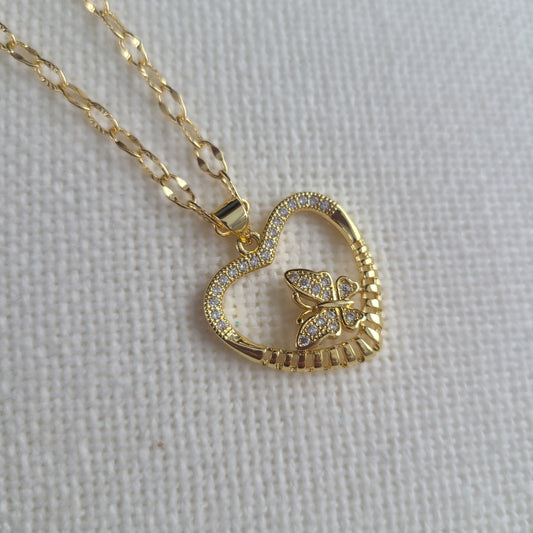 Heart & Butterfly Necklace