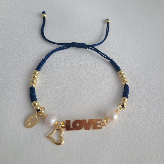 Navy Blue Love & Heart Bracelet