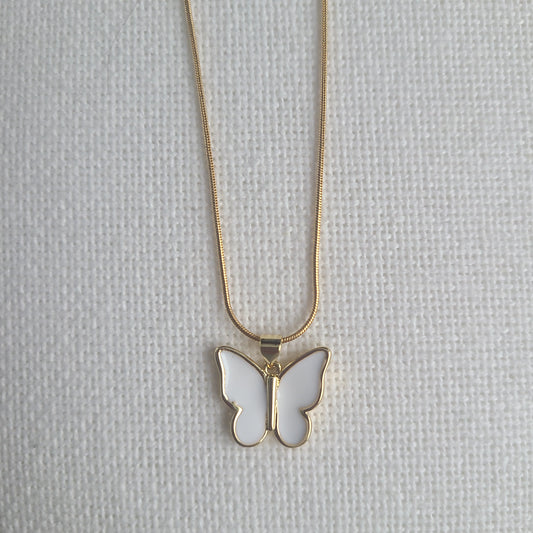 Collier Papillon Blanc