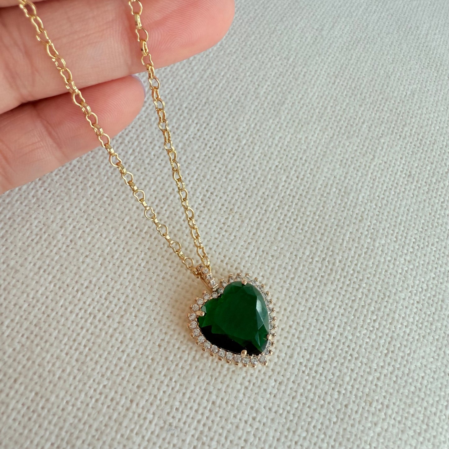 Emerald Green Heart Necklace