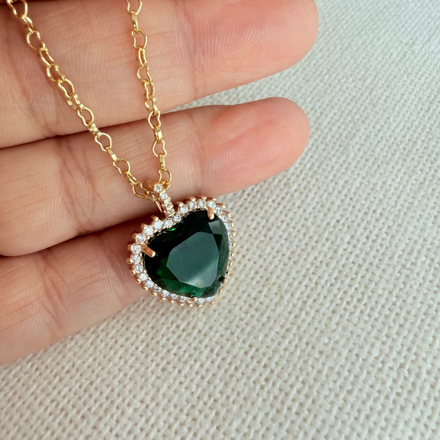 Emerald Green Heart Necklace