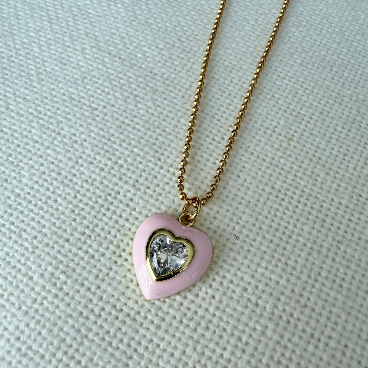 Crystal Rose Heart Necklace