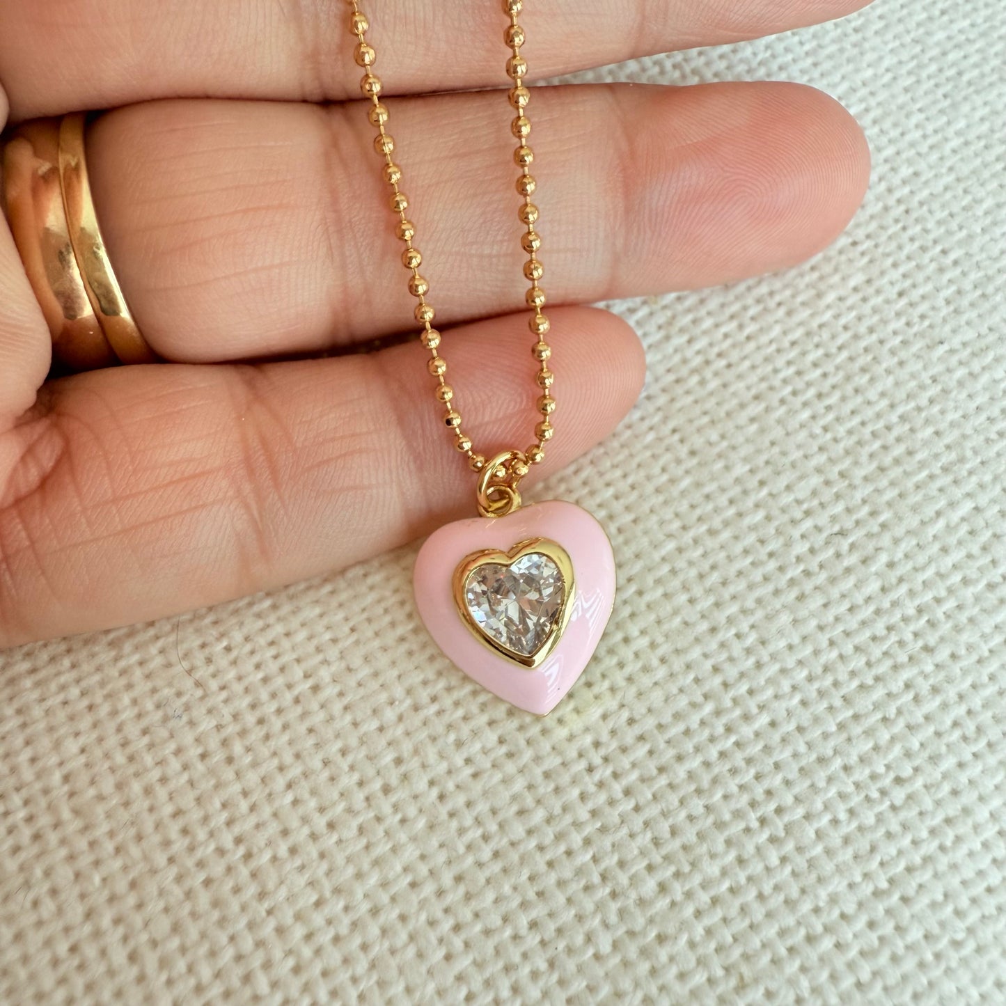 Crystal Rose Heart Necklace