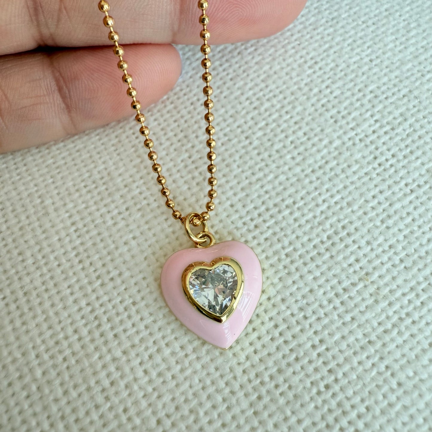 Crystal Rose Heart Necklace