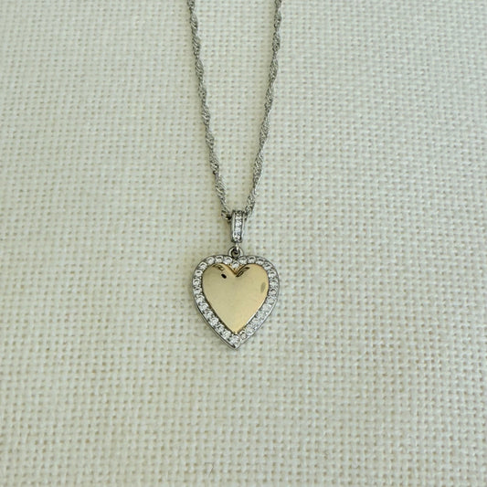 Golden Silver Heart Necklace