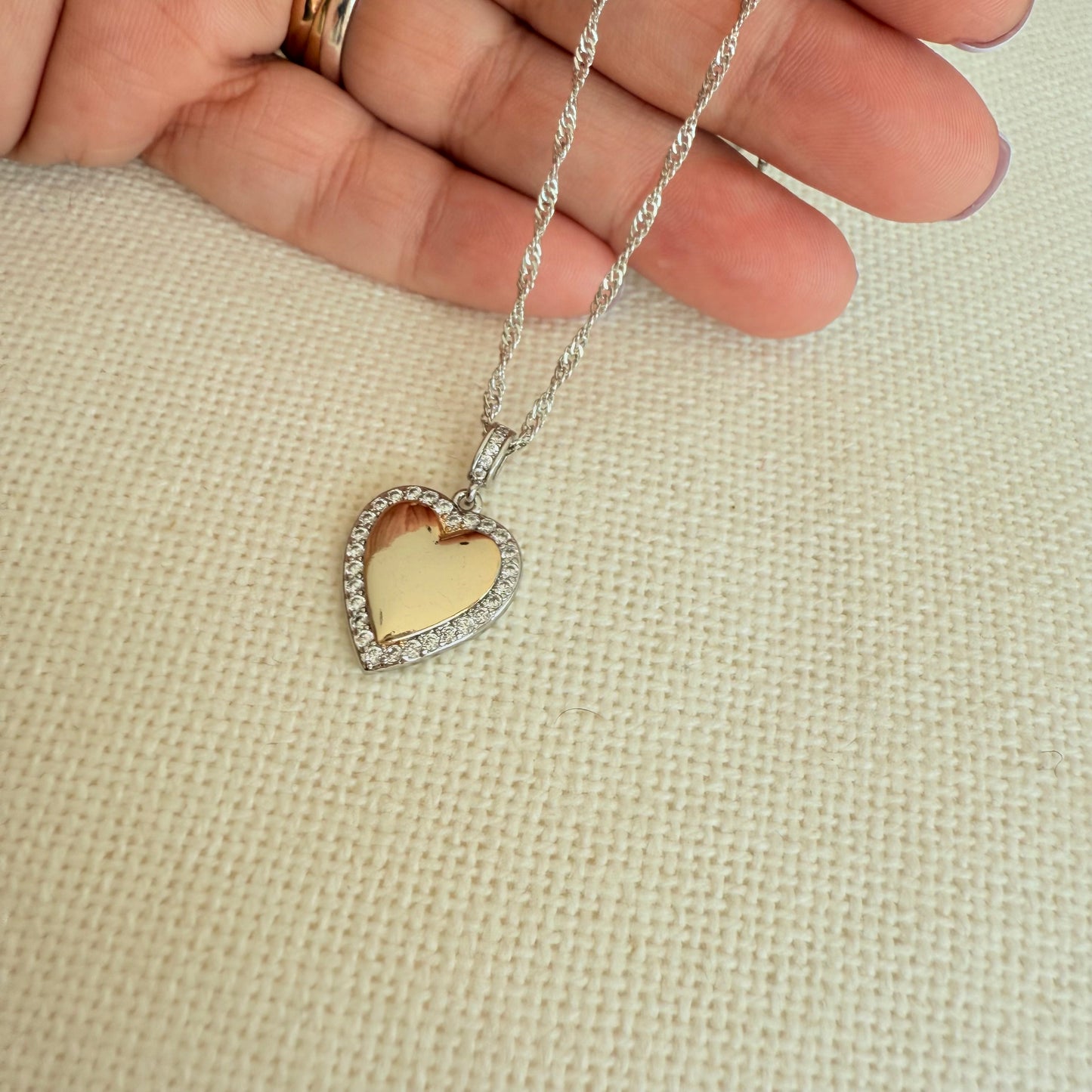 Golden Silver Heart Necklace