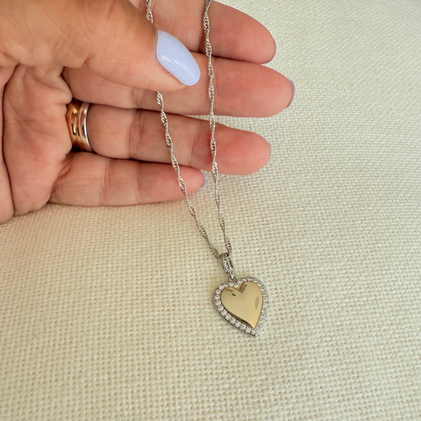 Golden Silver Heart Necklace
