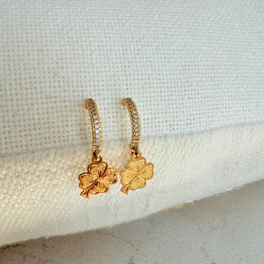 Boucles d'oreilles créoles trèfle porte-bonheur