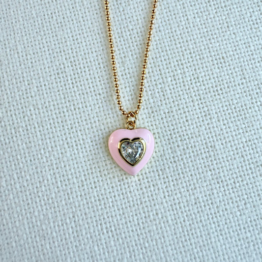 Crystal Rose Heart Necklace