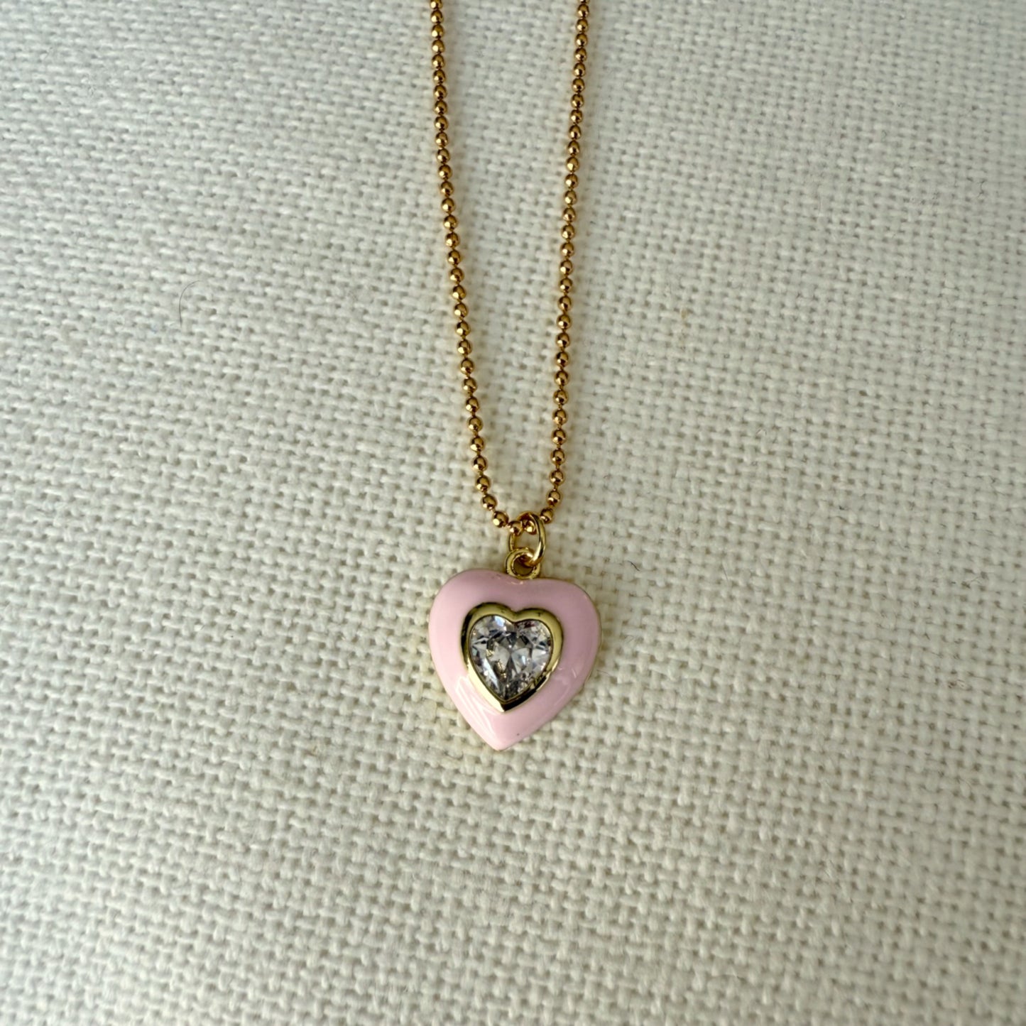 Crystal Rose Heart Necklace