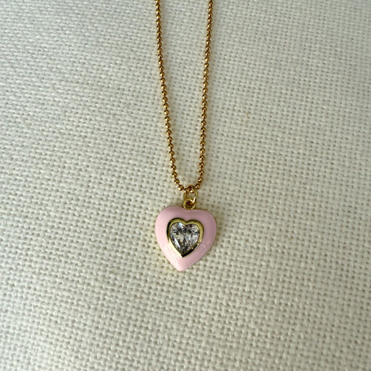 Crystal Rose Heart Necklace